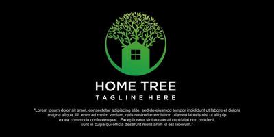 vector de diseño de icono de logotipo de casa de árbol