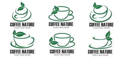 Nature Coffee logo designs concept vector, Eco Bean Coffee symbol vector