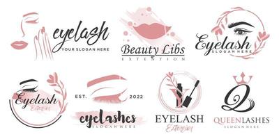 Luxury beauty eyelashes extension icon set  logo design vector