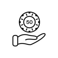 Poker Coin Bet Line Icon. Circle Token. Chip Casino Roulette Vegas Black Outline Pictogram. Chip Money Lucky Play Risk Gambling Game Club Flat Symbol. Isolated Vector Illustration.