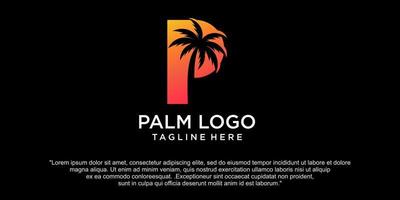 Palm Tree Illustration Silhouette Logo Symbol Vector