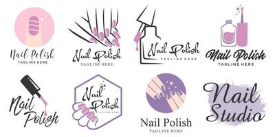 Nail polish icon set logo design template vector