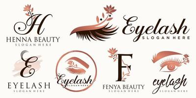 beauty eyelashes extension  icon set  logo design vector