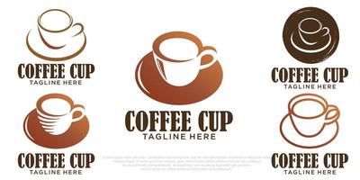 combinación de plantilla de diseño de logotipo de café taza y platillo, logotipos de conjunto de iconos simples vector