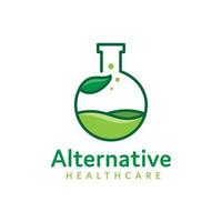 herbal leaf lab logo design vector