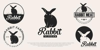 Rabbit icon set logo design template vector