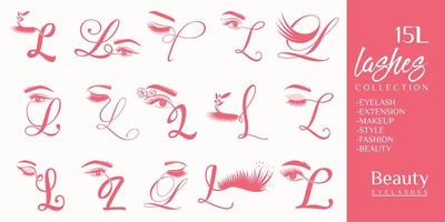 Eyelashes logo with letter K concept vector