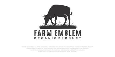 vintage cattle cow farm logo vector illustration design