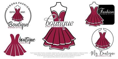 hermoso vestido mujer logo simple creativo para boutique logo vector