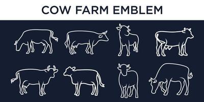 icono de vaca de arte de línea mínima abstracta, diseño de logotipo de vaca creativa vector