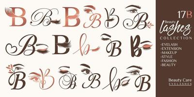 Eyelashes logo with letter B concept vector