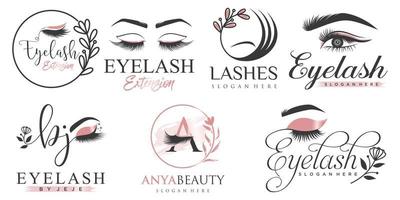 Luxury beauty eyelashes extension icon set  logo design vector