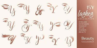 Eyelashes logo with letter Y concept vector