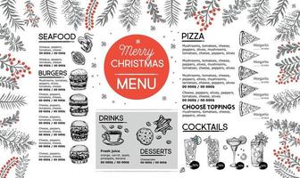 Christmas menu cafe. Food flyer. Restaurant menu. Template design.