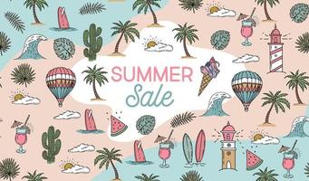 Summer sale, hand drawn illustration. vector