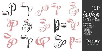 Eyelashes logo with letter P concept