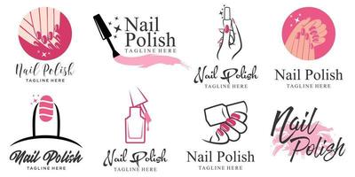 Nails and manicure icon set with woman hands logo design vector