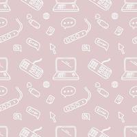 Seamless pattern. Laptop and keyboard. Digital technologies. vector