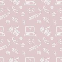 Seamless pattern. Laptop and keyboard. Digital technologies. vector