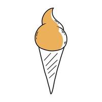 Doodle style ice cream. Vector illustration. Summer sticker.