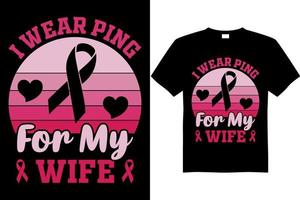 diseño de camiseta de concientización sobre el cáncer de mama uso ping para mi esposa vector