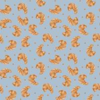 Seamless pattern with crispy croissants photo