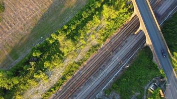 High Angle Drone's Camera View of Railway Tracks at Luton England UK video