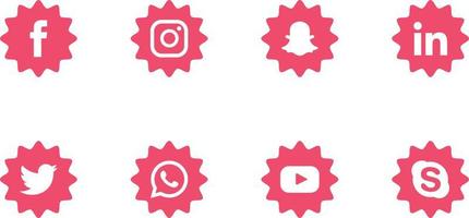 Pink social media icon vector set