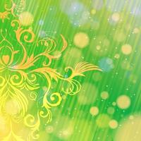 Vector abstract floral pattern on a green background with bokeh. Magical fantasy flowers design card. photo