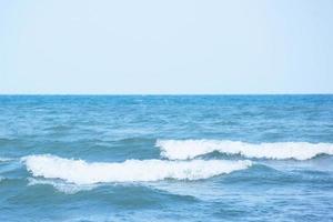 Sea  Waves in ocean wave Splashing Ripple Water. Blue water background.  Leave space for writing text. photo