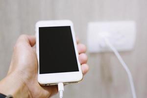 Electric socket with connected phone charger photo