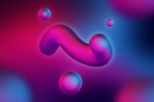 Abstract Neon 3D Object Bubbly Background with Floating Particles photo