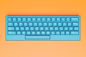 3d illustration, close up of the realistic computer or laptop keyboard   on  orange  background .  Gaming keyboard with LED backlit photo