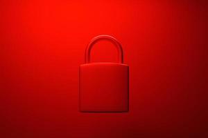 3D illustration red  lock icon open on red isolated background photo