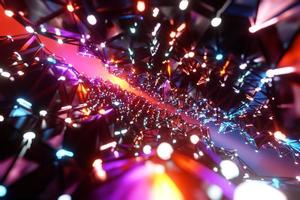Abstract background with horizontal disruptions of colorful stripes, flow lines, soft focus. Glitch effect background, 3d illustration photo