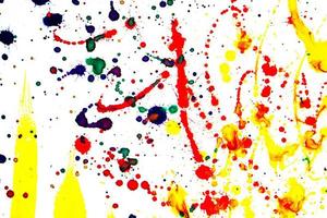 Colorful watercolor drops or splashes on white background. photo