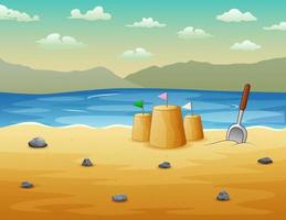 Ocean view with building from sand illustration vector