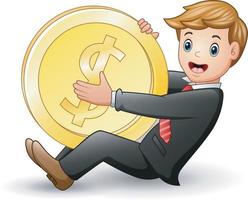 Business design, a man is holding a dollar coin vector