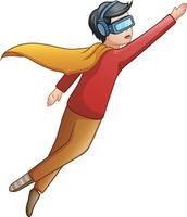 Flying man and wearing virtual reality glasses vector