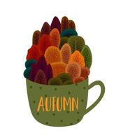 Autumn illustration. Forest in cup. Vector design for card, poster, flyer, web and other use.