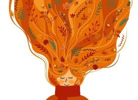 ilustración de otoño con linda mujer. diseño vectorial para tarjetas, afiches, volantes, web y otros usos vector