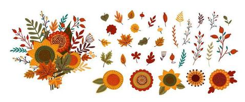Autumn nature. Floral set. Vector design for card, poster, flyer, web and other use