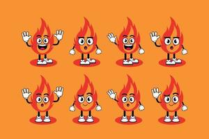 Illustration vector graphic cartoon character of Cute mascot fire with pose. Suitable for children book illustration and element design.