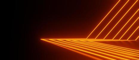 3d render of RGB neon light on darkness background. Abstract Laser lines show at night. Ultraviolet spectrum beam scene photo