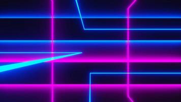 3d render of flash neon and light glowing on dark scene. Speed light moving lines. photo