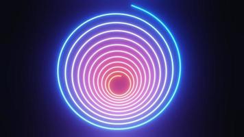 Abstract colorful neon glowing light background. Speed light illuminated. Florescent on the dark scene. Curvy moving line shape. 3D render. photo