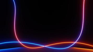 Abstract colorful neon glowing light background. Speed light illuminated. Florescent on the dark scene. Curvy moving line shape. 3D render. photo