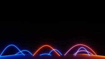 Abstract colorful neon glowing light background. Speed light illuminated. Florescent on the dark scene. Curvy moving line shape. 3D render. photo