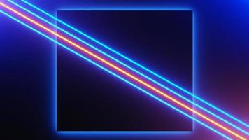 3d render of flash neon and light glowing on dark scene. Speed light moving lines. photo