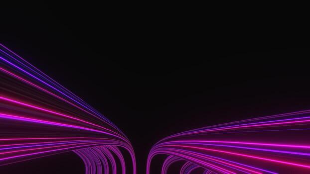 Abstract colorful neon glowing light background. Speed light illuminated. Florescent on the dark scene. Curvy moving line shape. 3D render. photo